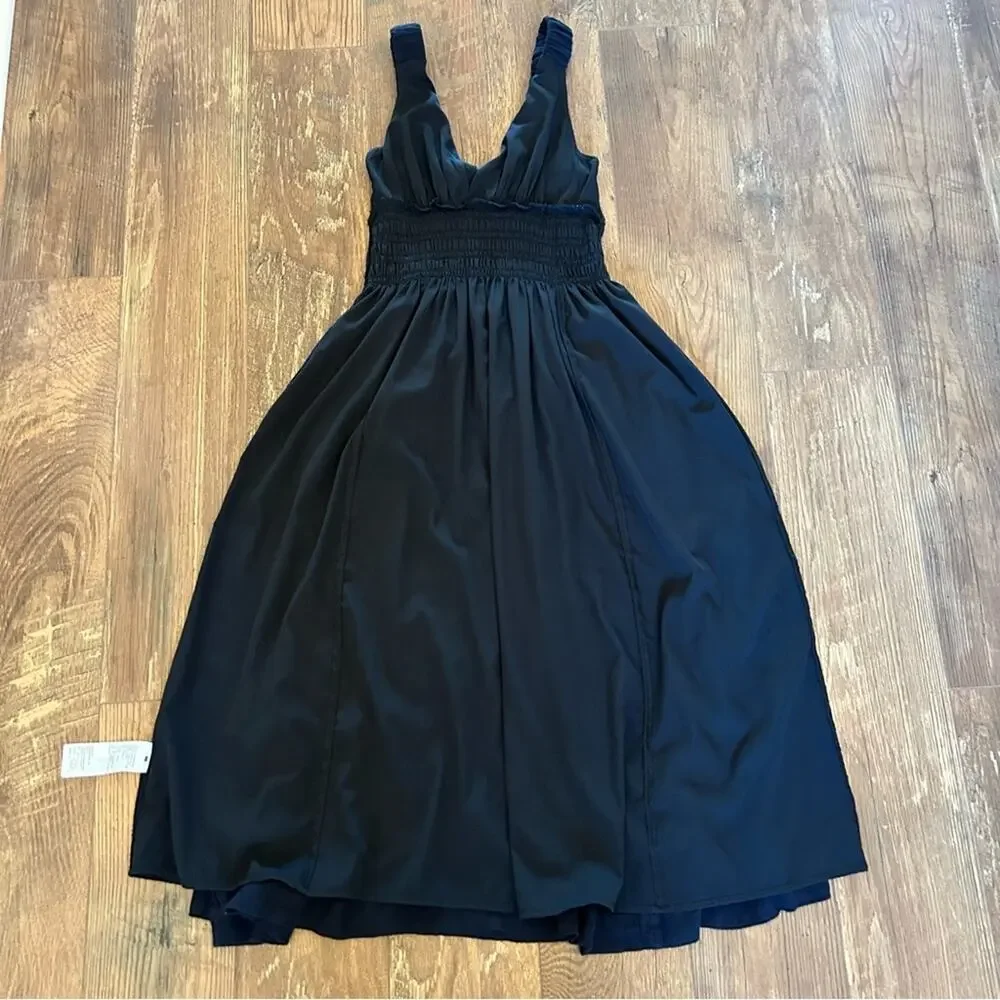 Abercrombie & Fitch Scrunchie Strap Maxi Dress Navy Blue Small
